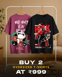 Bewakoof - Buy 2 Oversized T-Shirts at Rs.999