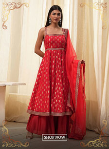 Biba - Elegant Red Ethnic Ensemble Collection - Shop Now!