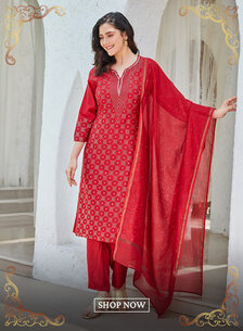 Biba - Elegant Red Kurti Set - Shop Now