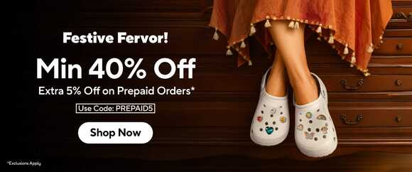 Crocs - Festive Fervor- Min 40% Off   Extra 5% on Prepaid Orders!