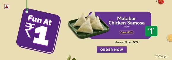 FreshToHome - Fun at Rs. 1- Malabar Chicken Samosa Offer