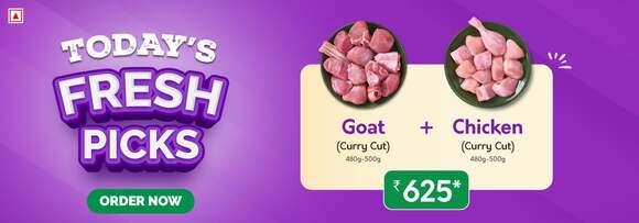 FreshToHome - Today's Fresh Picks- Goat & Chicken for Rs. 625