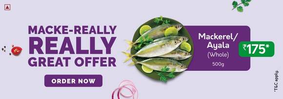 Freshtohome FreshToHome - Fresh Mackerel Offer - Rs. 175*