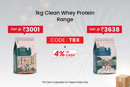 Healthkart - 1kg Clean Whey Protein Range - From Rs. 3001   4% HK Cash