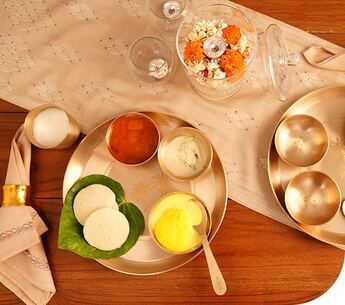 Jaypore Jaypore - Elegant Brass Tableware Set - Perfect for Festive Dining