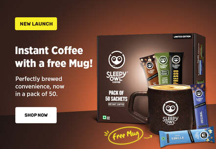Sleepyowl Sleepy Owl Coffee - New Instant Coffee with Free Mug - Pack of 50 Sachets!